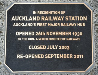 Plaque commemorating Auckland Rail Station the Strand